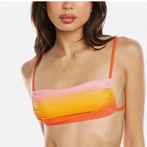 NWT WeWoreWhat Bikini Orange and Pink Bandeau and Scrunchie Delilah Bottom
